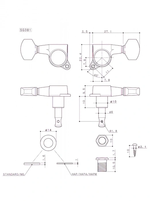 Кілки Кілки Gotoh SG381-07L MG-T WS B