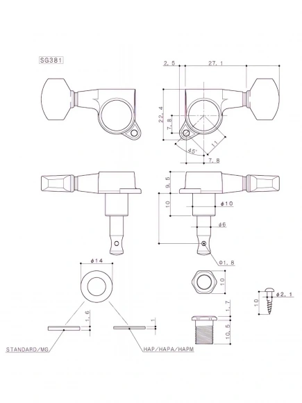 Кілки Gotoh SG381-07L MG-T WS C