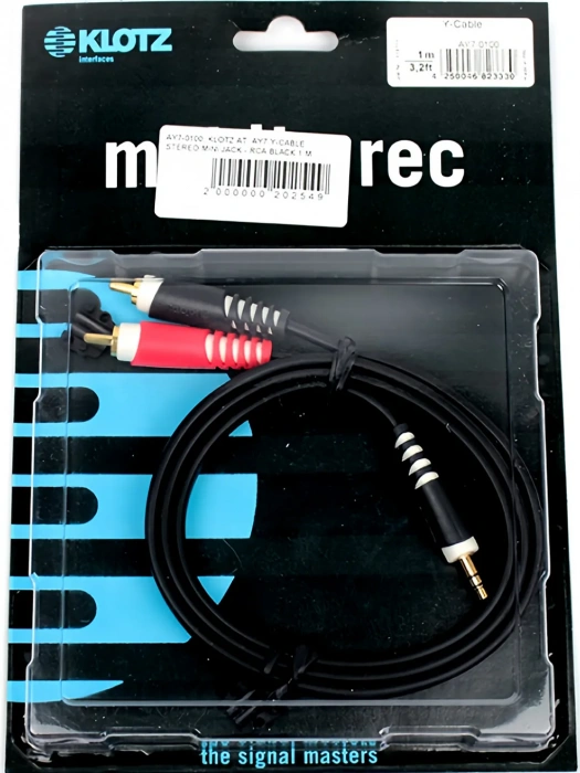 Klotz AY7 Y-Cable Stereo Mini Jack - RCA Black 1 m