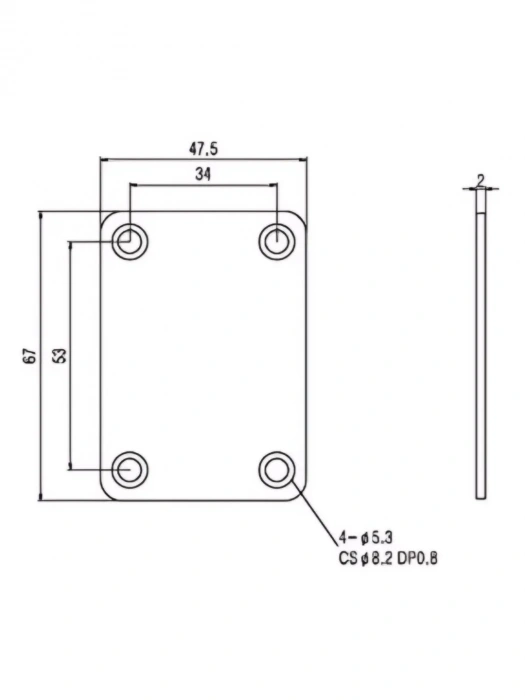 Paxphil HN002 Neck Joint Plate (Chrome)