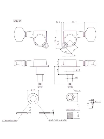 Кілки Gotoh SG381-07-L/WS02 B