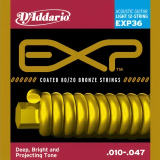 D'Addario EXP36 EXP Coated 80/20 Bronze Light 12-String 10-47