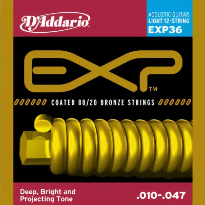 Струни D'Addario EXP36 EXP Coated 80/20 Bronze Light 12-String 10-47