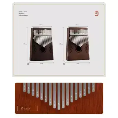 Калімба Hluru Huashu KHD17 Lotus Mahogany Brown (17 нот, червоне дерево)