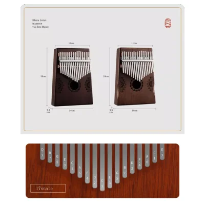 Калімба Hluru Huashu KHD17 Lotus Mahogany Brown (17 нот, червоне дерево)