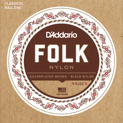 D&#039;Addario EJ32 Folk Nylon Ball End Silver Wound / Black Treble