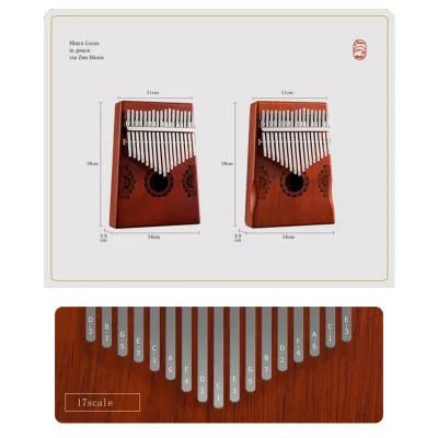 Калімба Hluru Huashu KHD17 Lotus Mahogany Red (17 нот, червоне дерево)