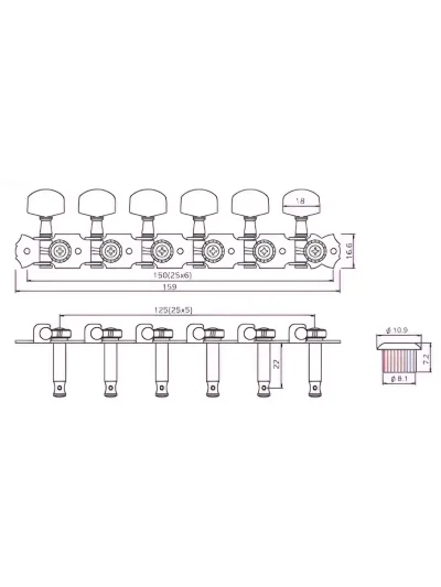 Кілки Paxphil J32 NI 6R in line (1 планка)