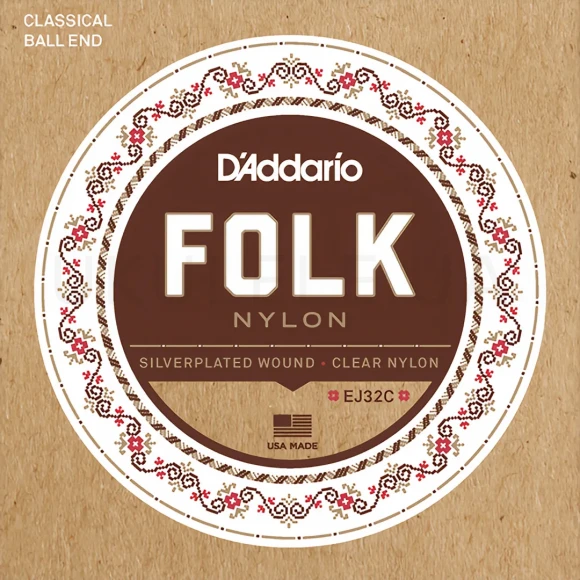 Струни D'Addario EJ32C Folk Nylon Ball End Silver Wound / Clear Treble