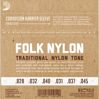 Струни D'Addario EJ32C Folk Nylon Ball End Silver Wound / Clear Treble