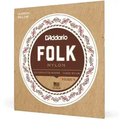 Струни D'Addario EJ32C Folk Nylon Ball End Silver Wound / Clear Treble