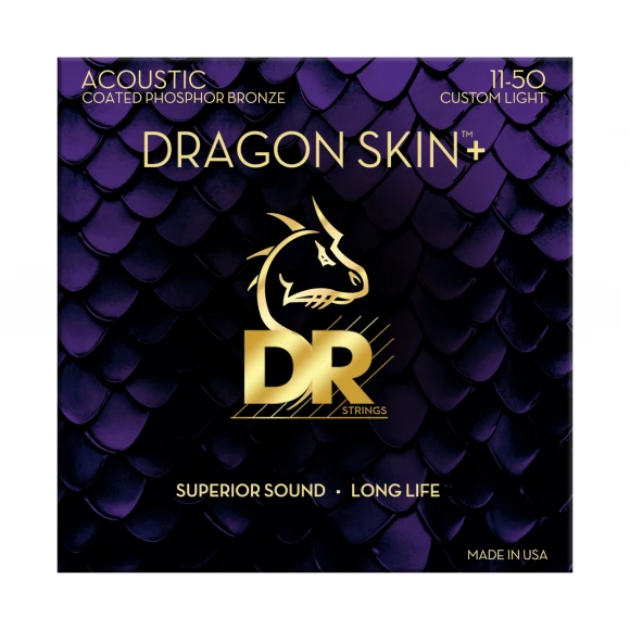 Струни DR DAP-11 Dragon Skin+ Acoustic Phosphor Bronze Custom Light 11-50