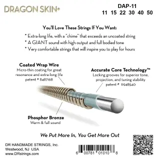 DR DAP-11 Dragon Skin+ Acoustic Phosphor Bronze Custom Light 11-50