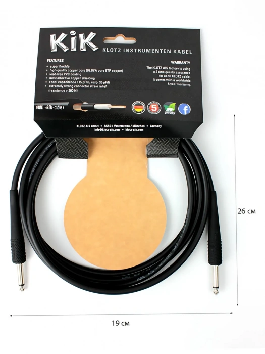 Klotz KIK Instrument Cable Black 3 m