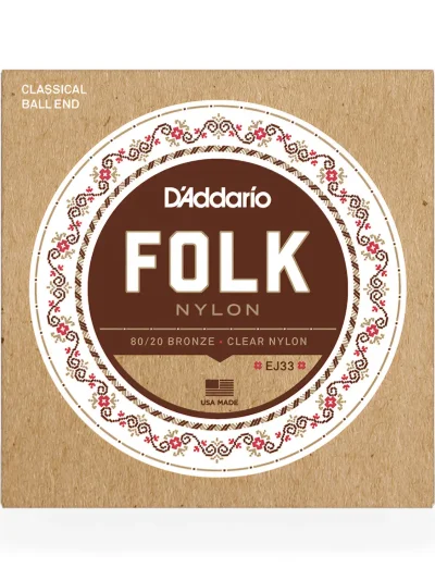 Струни D'Addario EJ33 Folk Nylon 80/20 Bronze Ball End Clear Treble