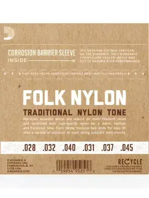 Струни D'Addario EJ33 Folk Nylon 80/20 Bronze Ball End Clear Treble