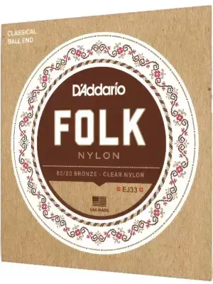 Струни D'Addario EJ33 Folk Nylon 80/20 Bronze Ball End Clear Treble
