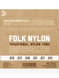 D'Addario EJ34 Folk Nylon 80/20 Bronze Ball End Black Treble