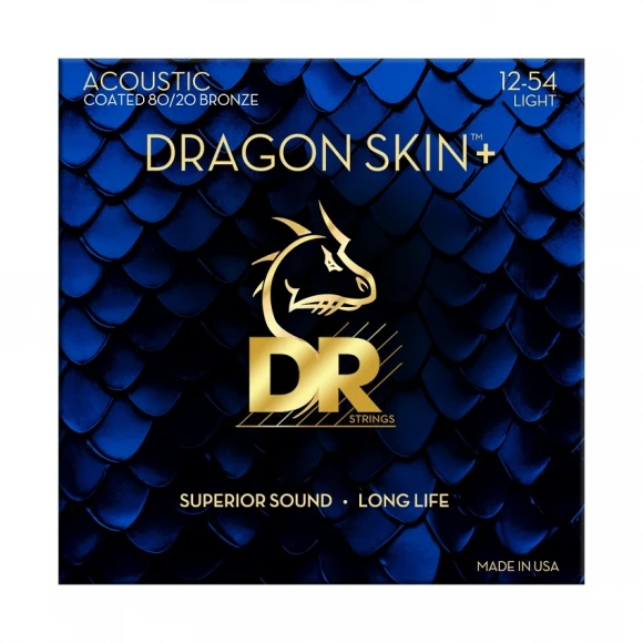 Струны DR DA8-12 Dragon Skin+ Acoustic 80/20 Bronze Light 12-54