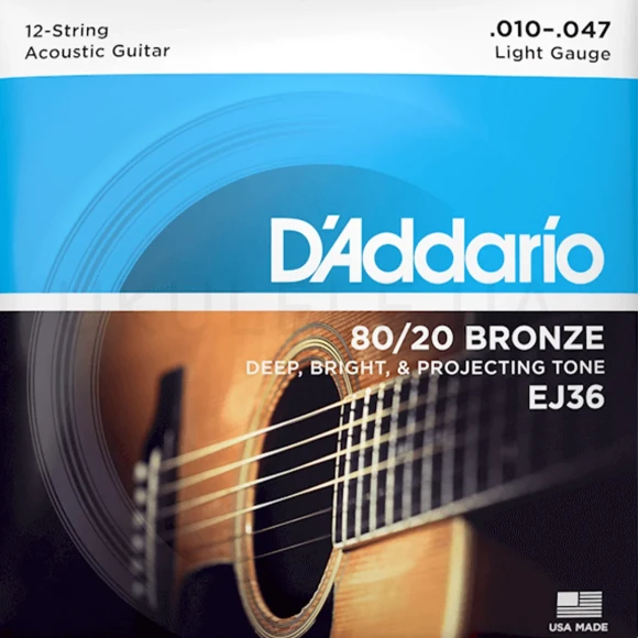 Струны D'Addario EJ36 80/20 Bronze Regular Light 12-String 10-47