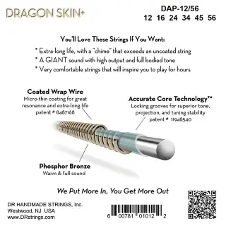 DR DAP-12/56 Dragon Skin+ Acoustic Phosphor Bronze Bluegrass 12-56