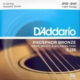 D'Addario EJ38 Phosphor Bronze Regular Light 12-String 10-47