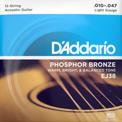 Струни D'Addario EJ38 Phosphor Bronze Regular Light 12-String 10-47