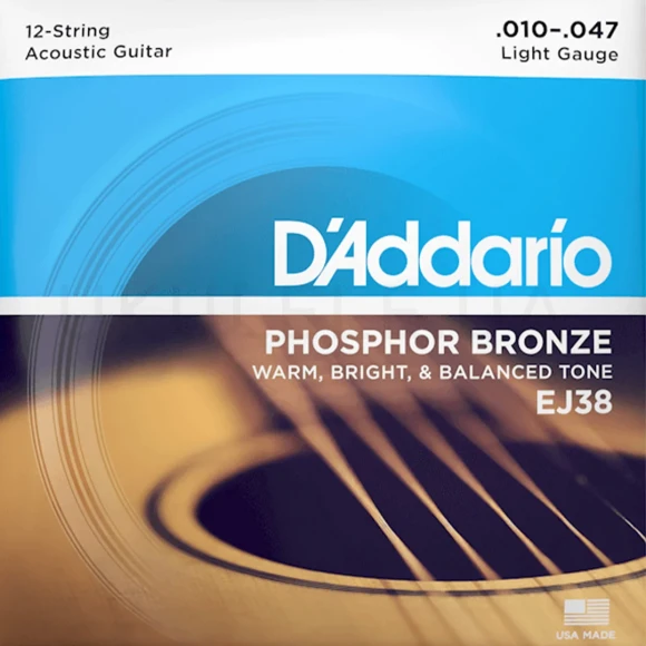 Струны D'Addario EJ38 Phosphor Bronze Regular Light 12-String 10-47