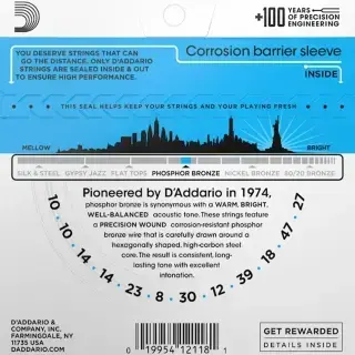 D'Addario EJ38 Phosphor Bronze Regular Light 12-String 10-47