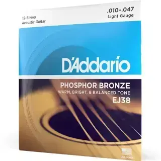 D'Addario EJ38 Phosphor Bronze Regular Light 12-String 10-47