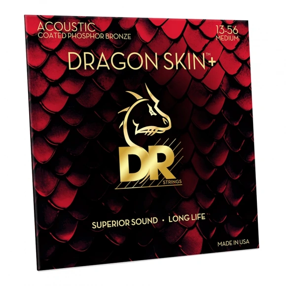 Струни DR DAP-13 Dragon Skin+ Acoustic Phosphor Bronze Medium 13-56