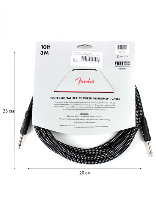 Кабель Кабель Fender Cable Professional Series 10' Grey Tweed