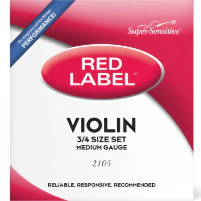 D&#039;Addario Super Sensitive 2105 Red Label Violin String Set 3/4 Size