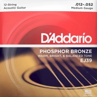 D'Addario EJ39 Phosphor Bronze Medium 12-String 12-52 D'Addario EJ39 Phosphor Bronze Medium 12-String 12-52