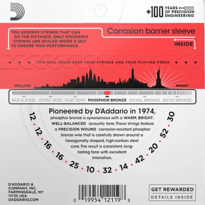 Струни D'Addario EJ39 Phosphor Bronze Medium 12-String 12-52