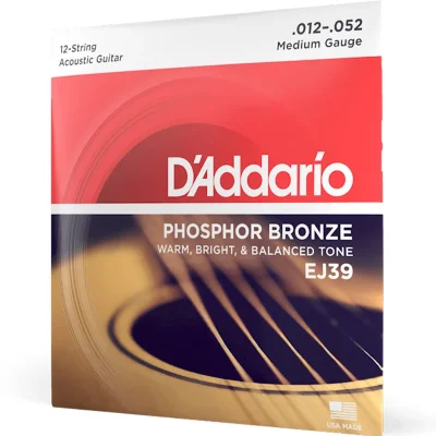 Струни D'Addario EJ39 Phosphor Bronze Medium 12-String 12-52