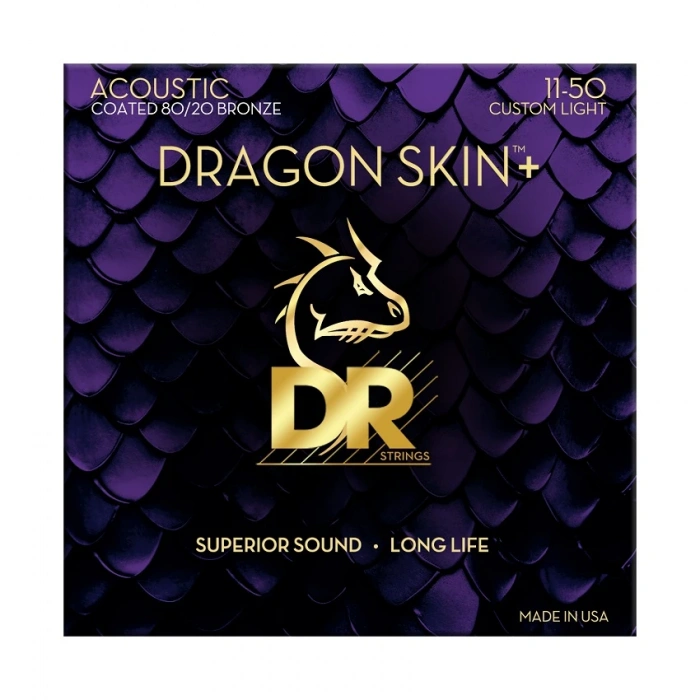 Струни Струни DR DA8-11 Dragon Skin+ Acoustic 80/20 Bronze Custom Light 11-50