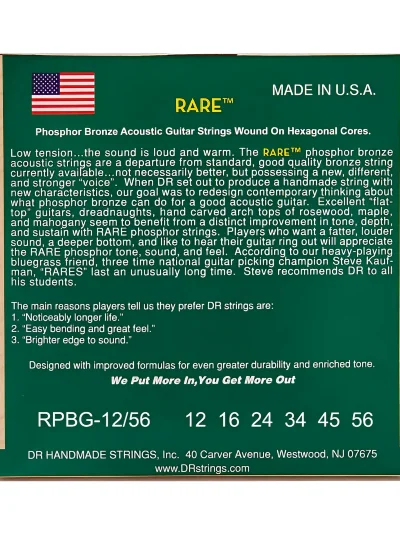 Струни DR RPBG-12/56 Rare Acoustic Phosphor Bronze Bluegrass 12-56