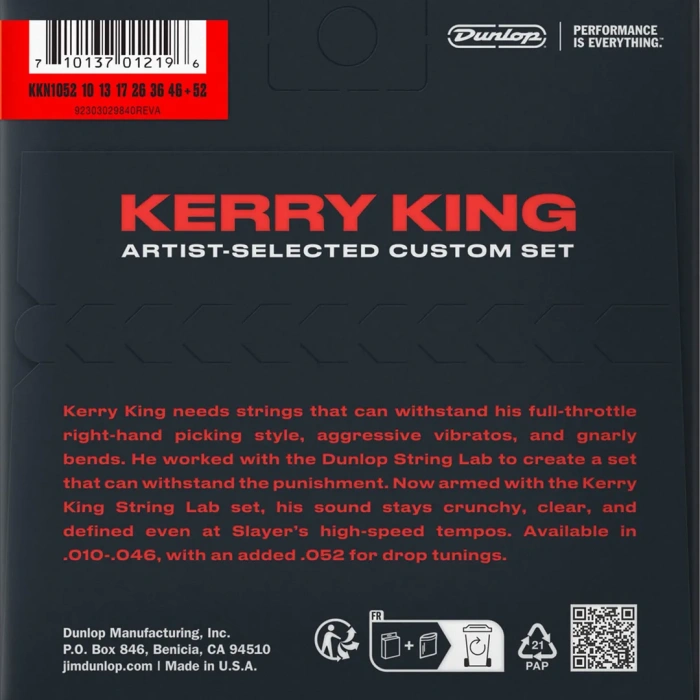 Dunlop KKN1052 String Lab Series Kerry King Guitar Strings 10-52