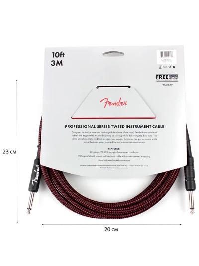 Інструментальний кабель Fender Cable Professional Series 10' Red Tweed