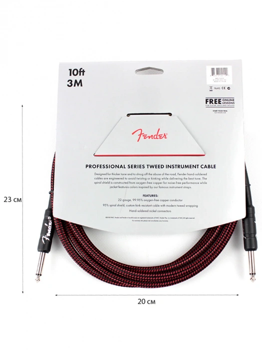 Fender Cable Professional Series 10' Red Tweed