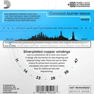 D'Addario EJ40 Silk & Steel Folk Regular Light 11-47