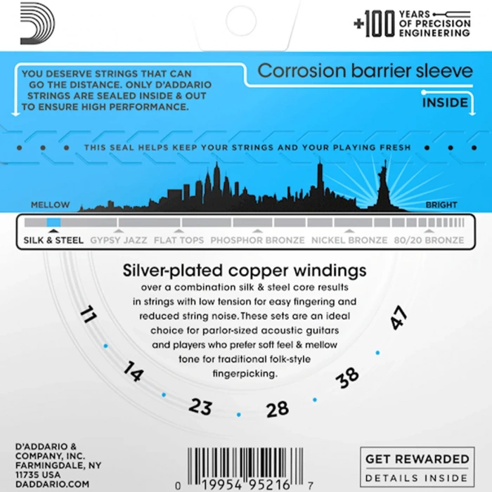 D'Addario EJ40 Silk & Steel Folk Regular Light 11-47