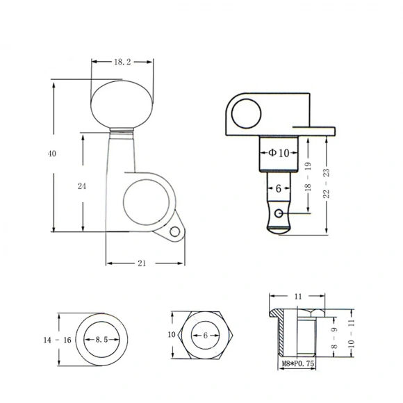 Кілки Overtone MHU113 CR 2+2 Кілки Overtone MHU113 CR 2+2