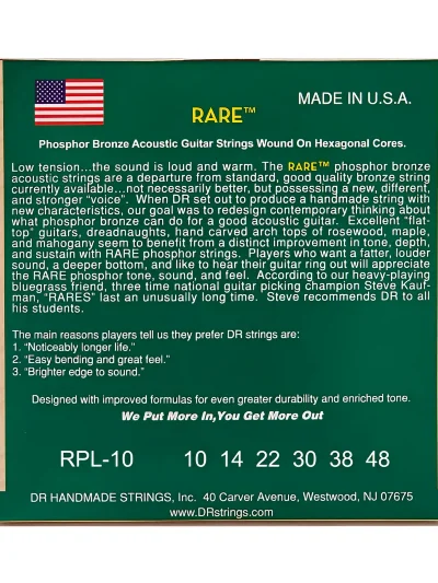 Струни DR RPL-10 Rare Acoustic Phosphor Bronze Extra Light 10-48