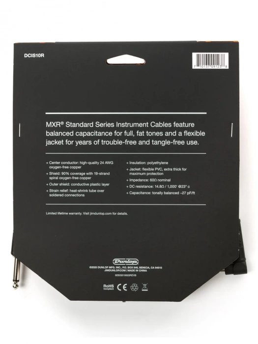 Кабель Кабель MXR DCIS10R Standard Instrument Cable Straight/Right (3m)
