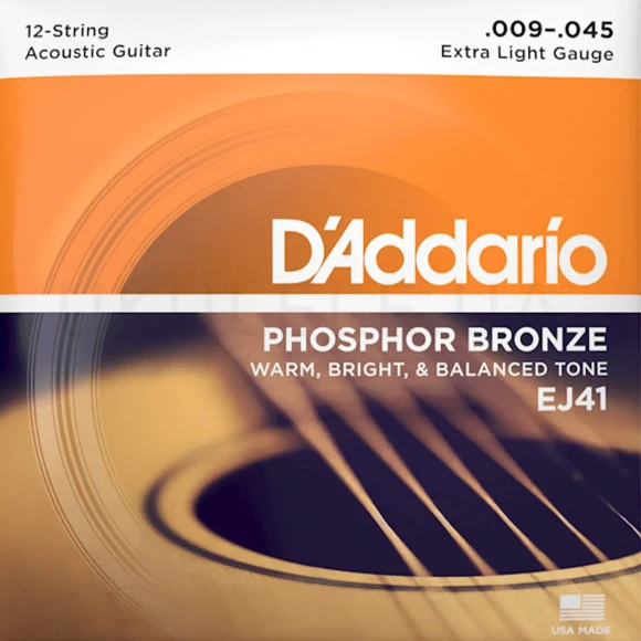 Струны D'addario EJ41 Phosphor Bronze 12-String Extra Light 9-45