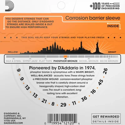 Струни D'addario EJ41 Phosphor Bronze 12-String Extra Light 9-45