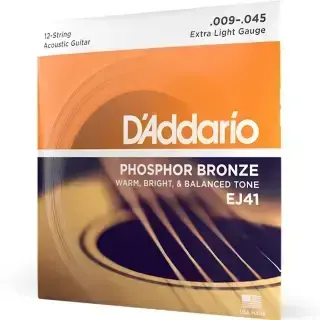 D'addario EJ41 Phosphor Bronze 12-String Extra Light 9-45