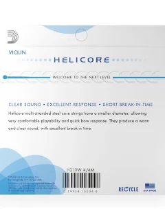 D'Addario H310W 4/4M Helicore Violin String Set Wound E 4/4 Scale Medium Tension